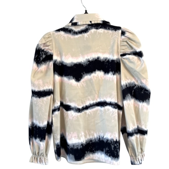 Munthe Tresco Tie Dye Button Down Shirt Sand Navy Pink Size 2 / 34 EUC - Picture 6 of 13